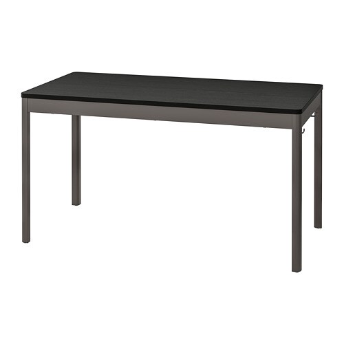 LAGKAPTEN / OLOV desk white stained oak effect/black - IKEA