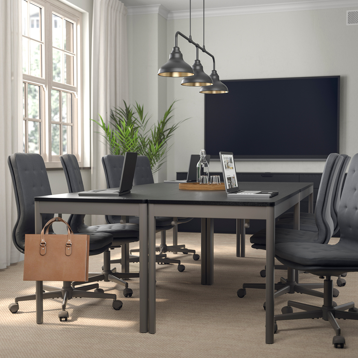 IDÅSEN table black/dark grey - IKEA