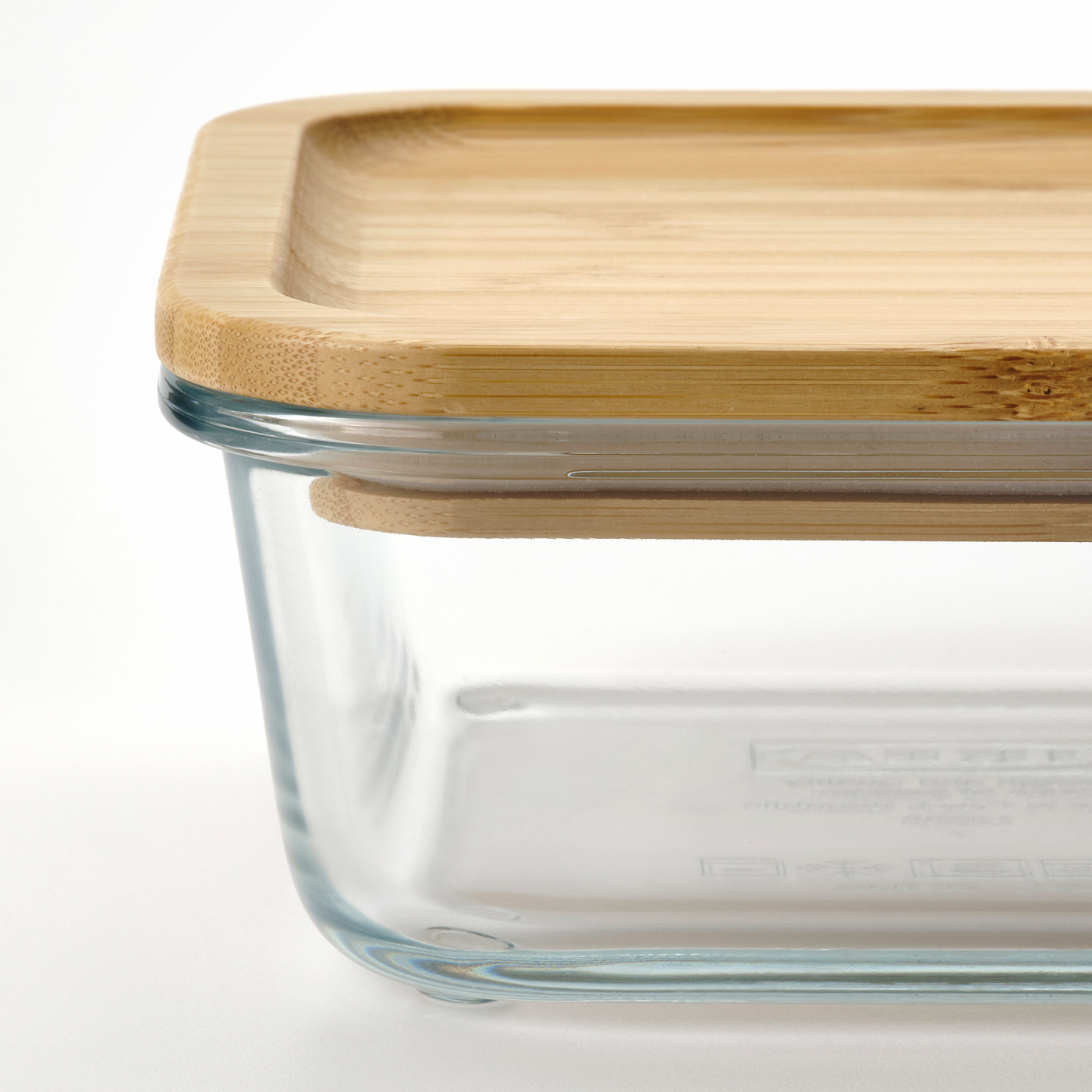 IKEA 365+ food container with lid square glass/bamboo - IKEA