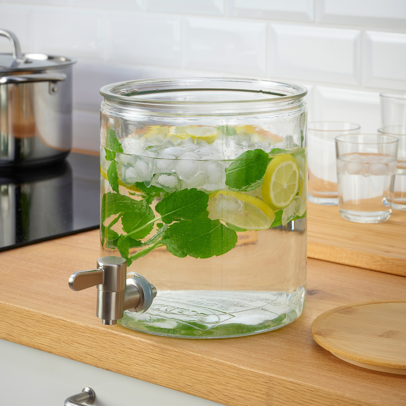 IKEA 365+ jar with tap bamboo/clear glass - IKEA