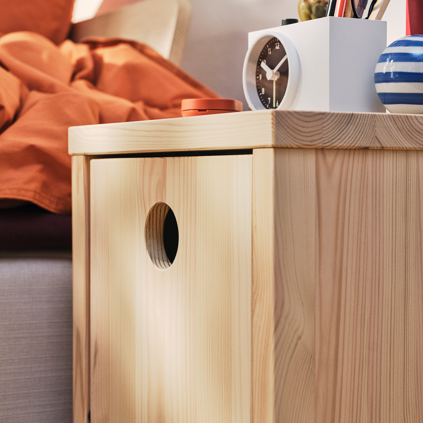 IKEA PS 2026 bedside table pine/with flip-down door - IKEA