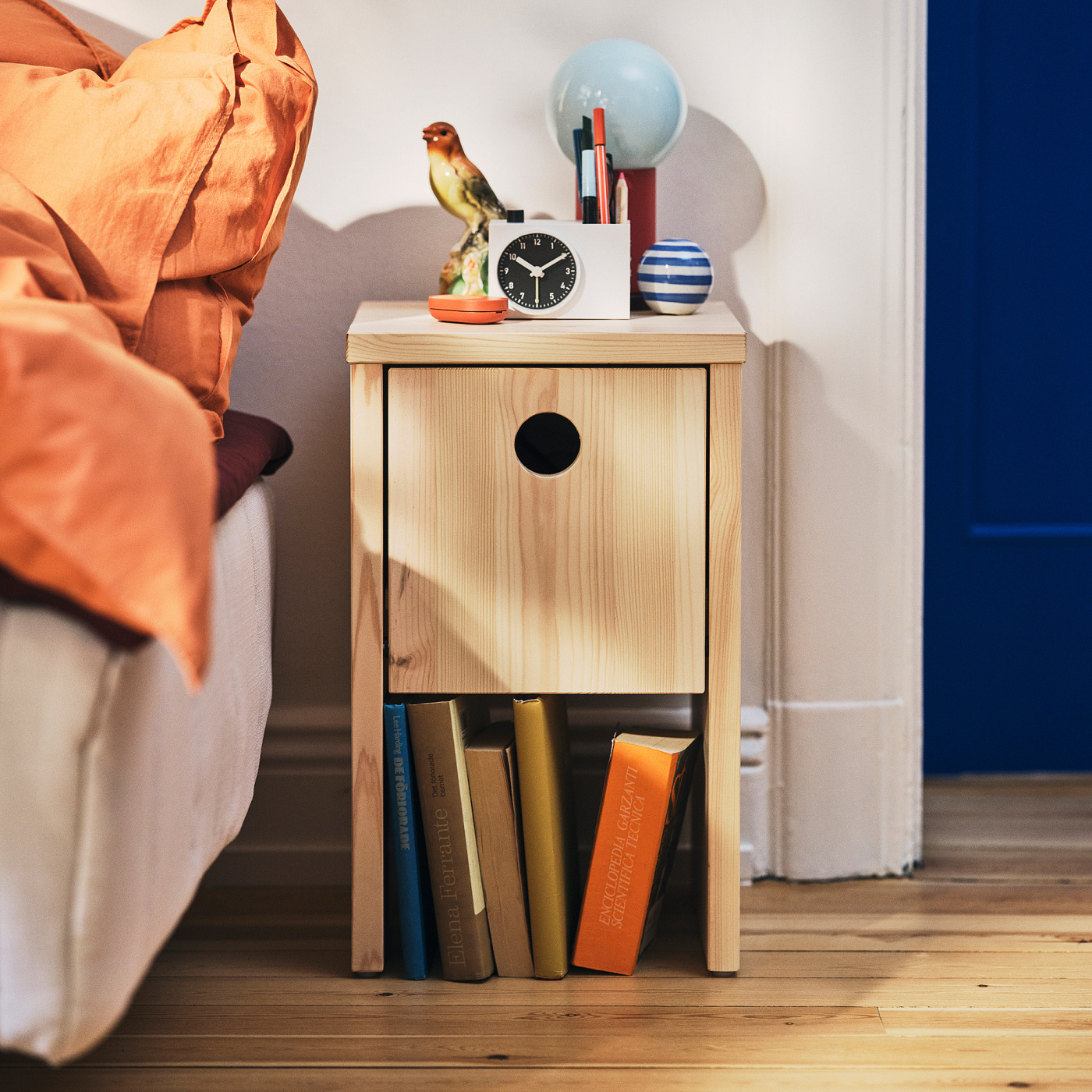 IKEA PS 2026 bedside table pine/with flip-down door - IKEA