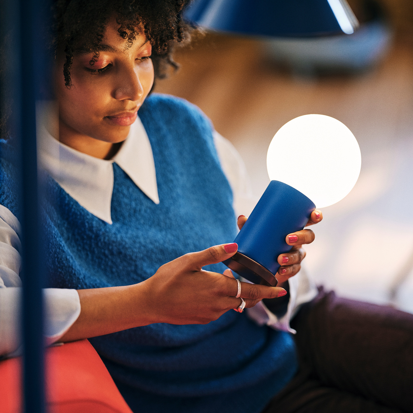 IKEA PS 2026 LED portable lamp battery-operated dimmable/blue