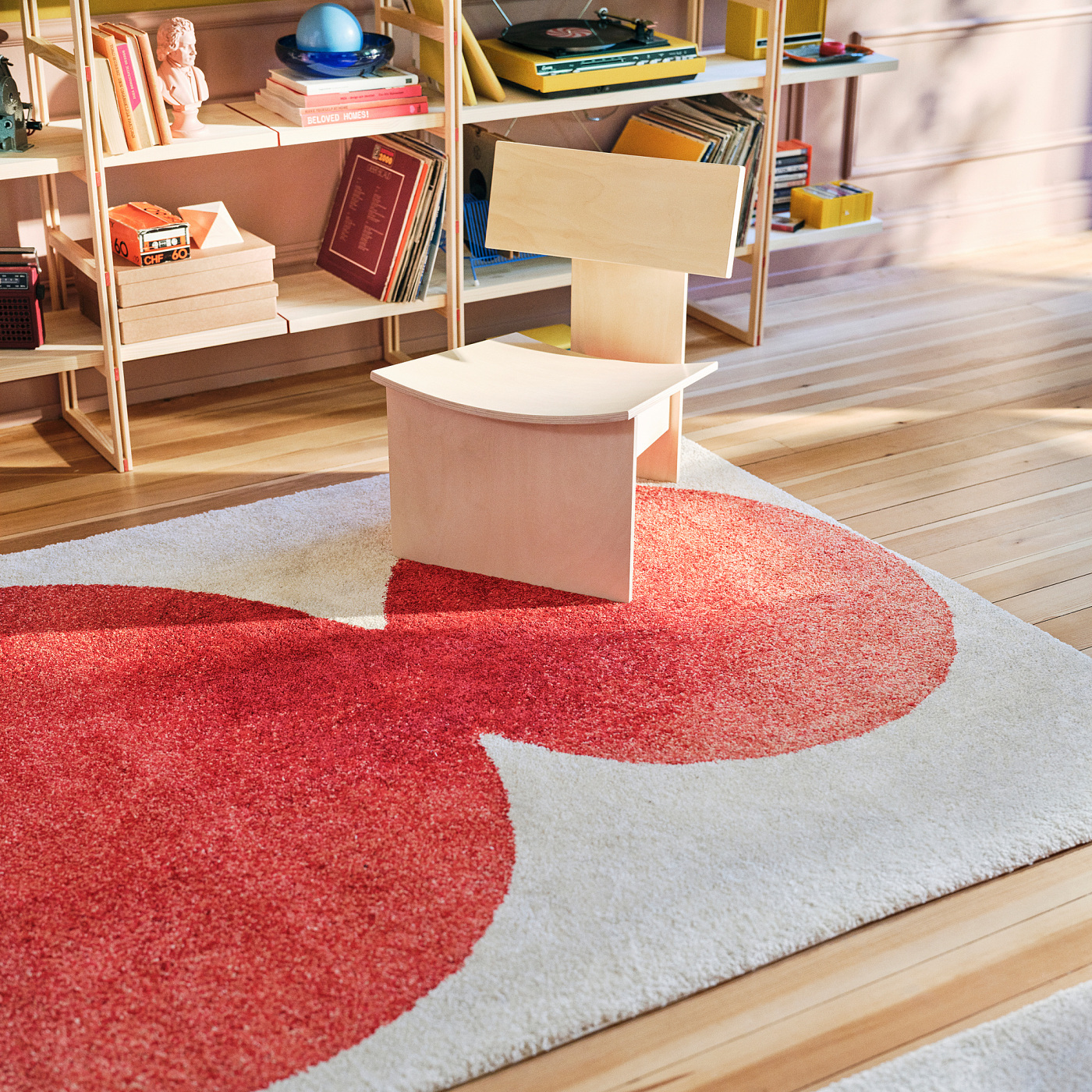 IKEA PS 2026 rug, low pile off-white/red - IKEA