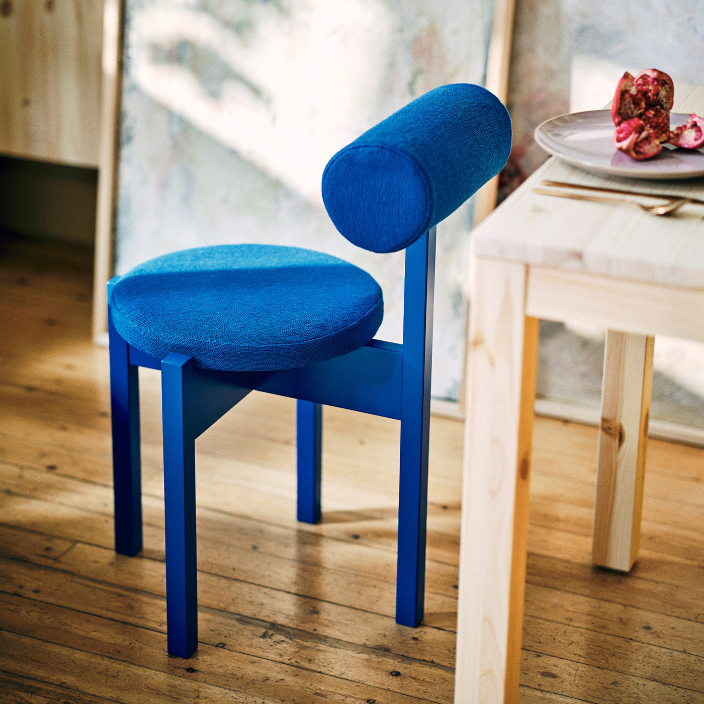 IKEA PS 2026 table and 2 chairs pine/Knäbäck bright blue - IKEA