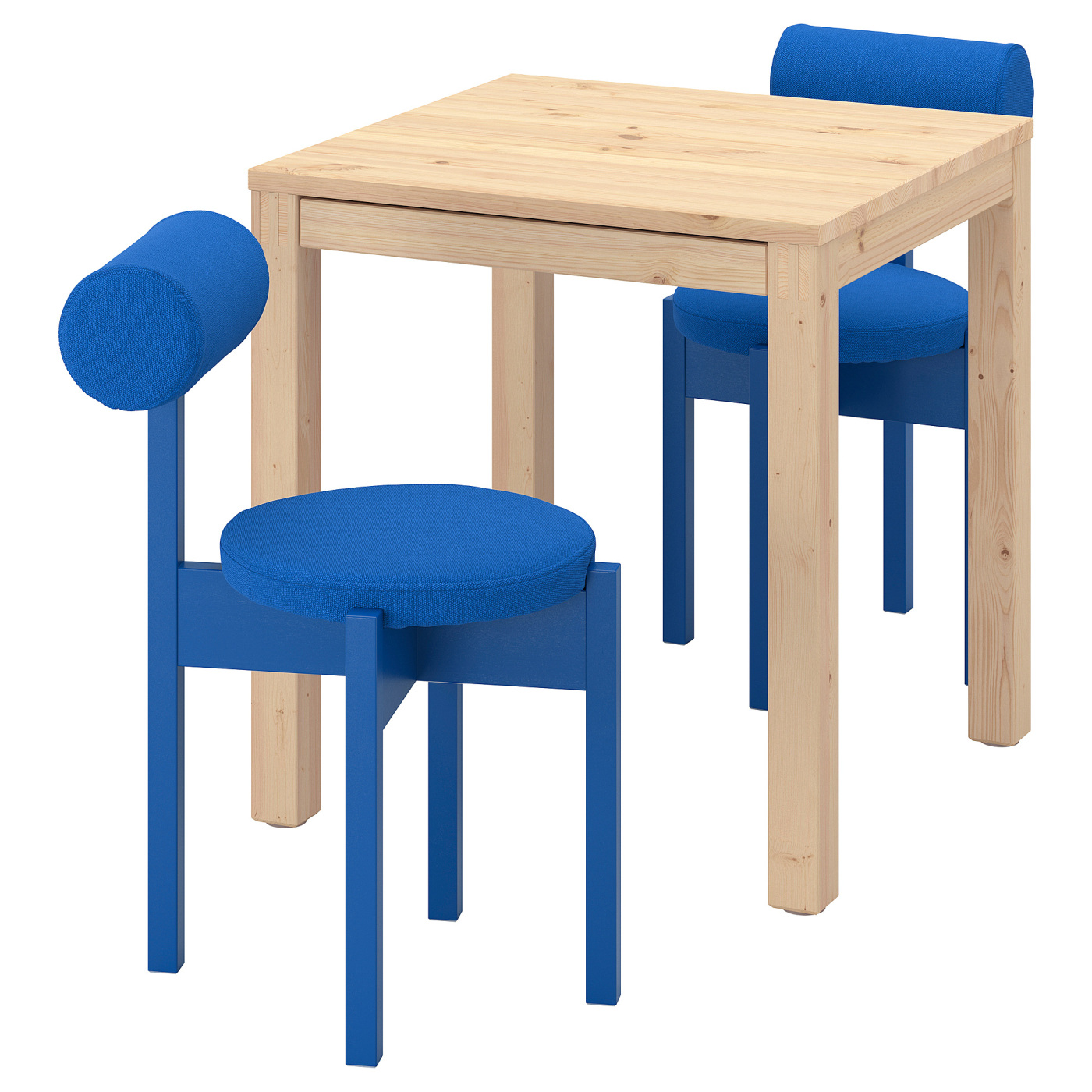 IKEA PS 2026 table and 2 chairs pine/Knäbäck bright blue - IKEA