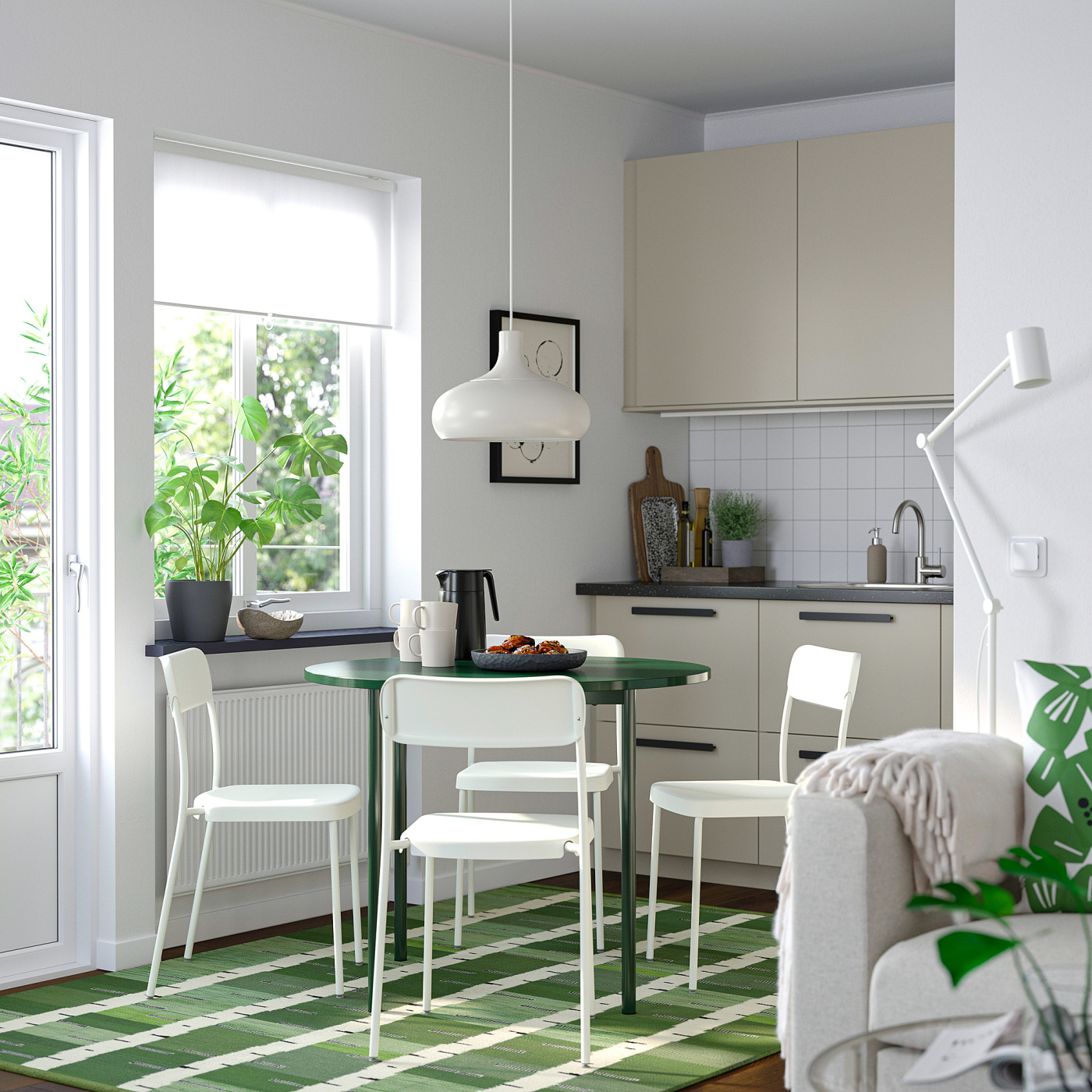 IKEA PS 2026 / VIHALS table and 4 chairs green/white - IKEA
