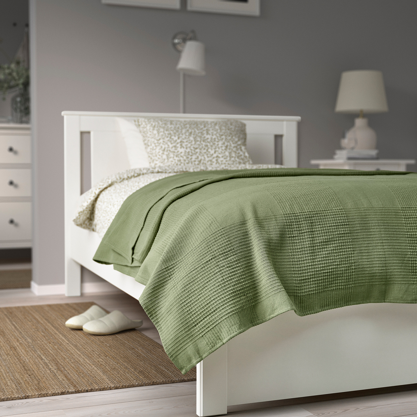 INDIRA bedspread grey-green - IKEA