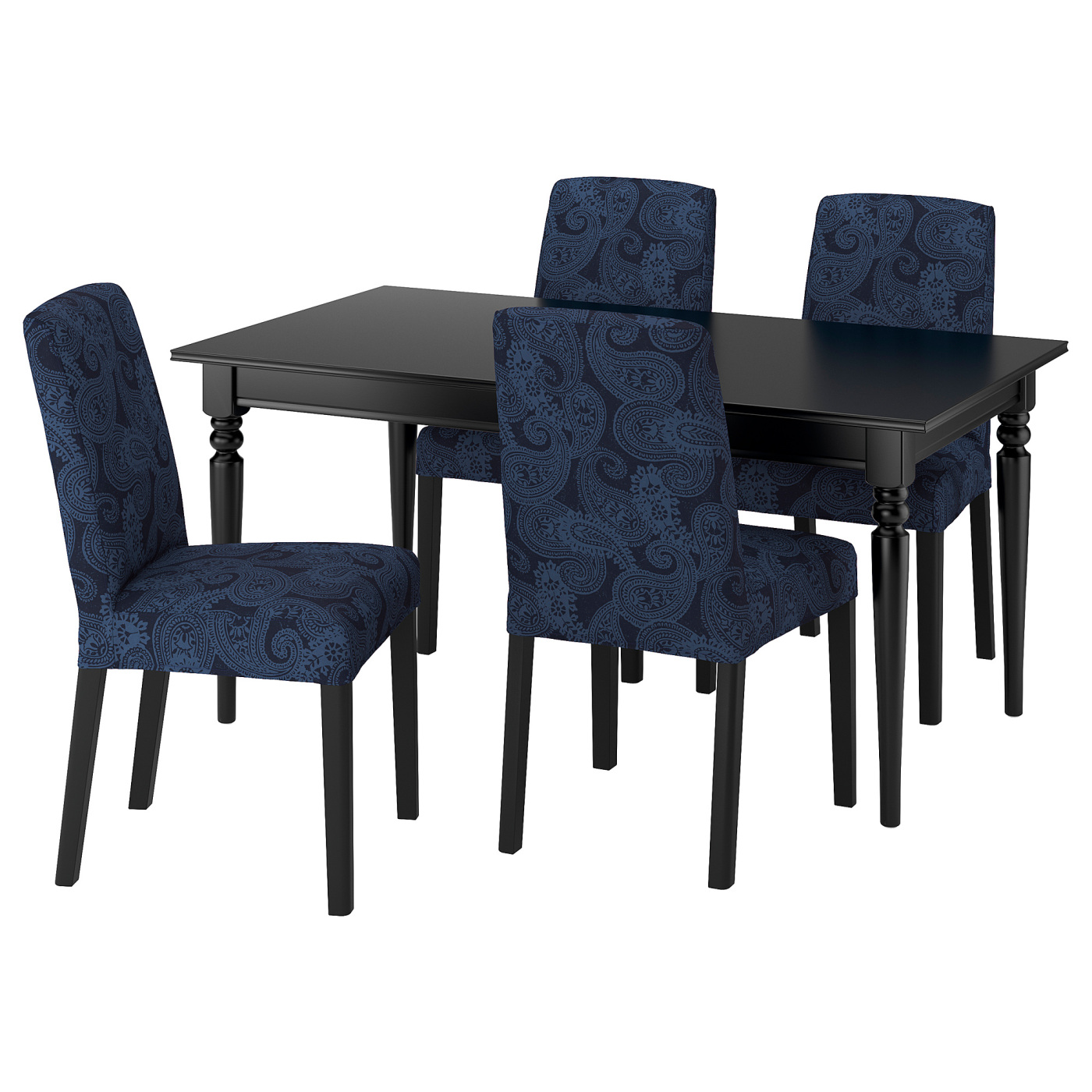 INGATORP / BERGMUND table and 4 chairs black/black Kvillsfors dark