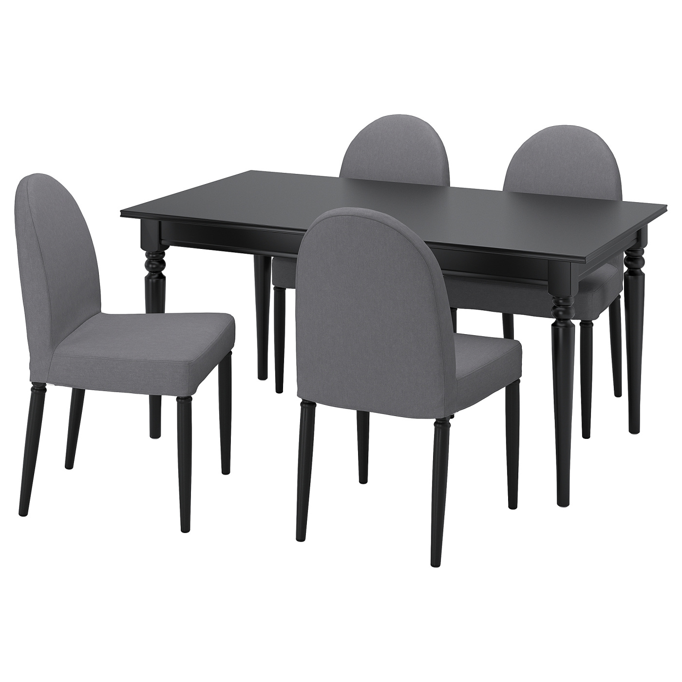 INGATORP / DANDERYD table and 4 chairs black black/Vissle grey - IKEA