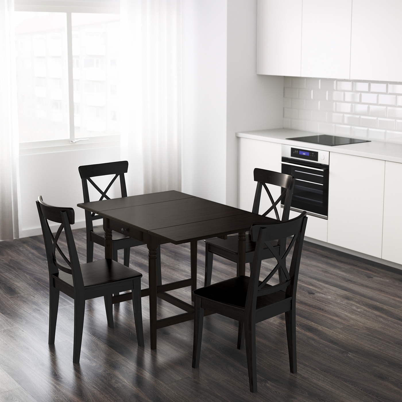 INGATORP drop-leaf table black-brown - IKEA