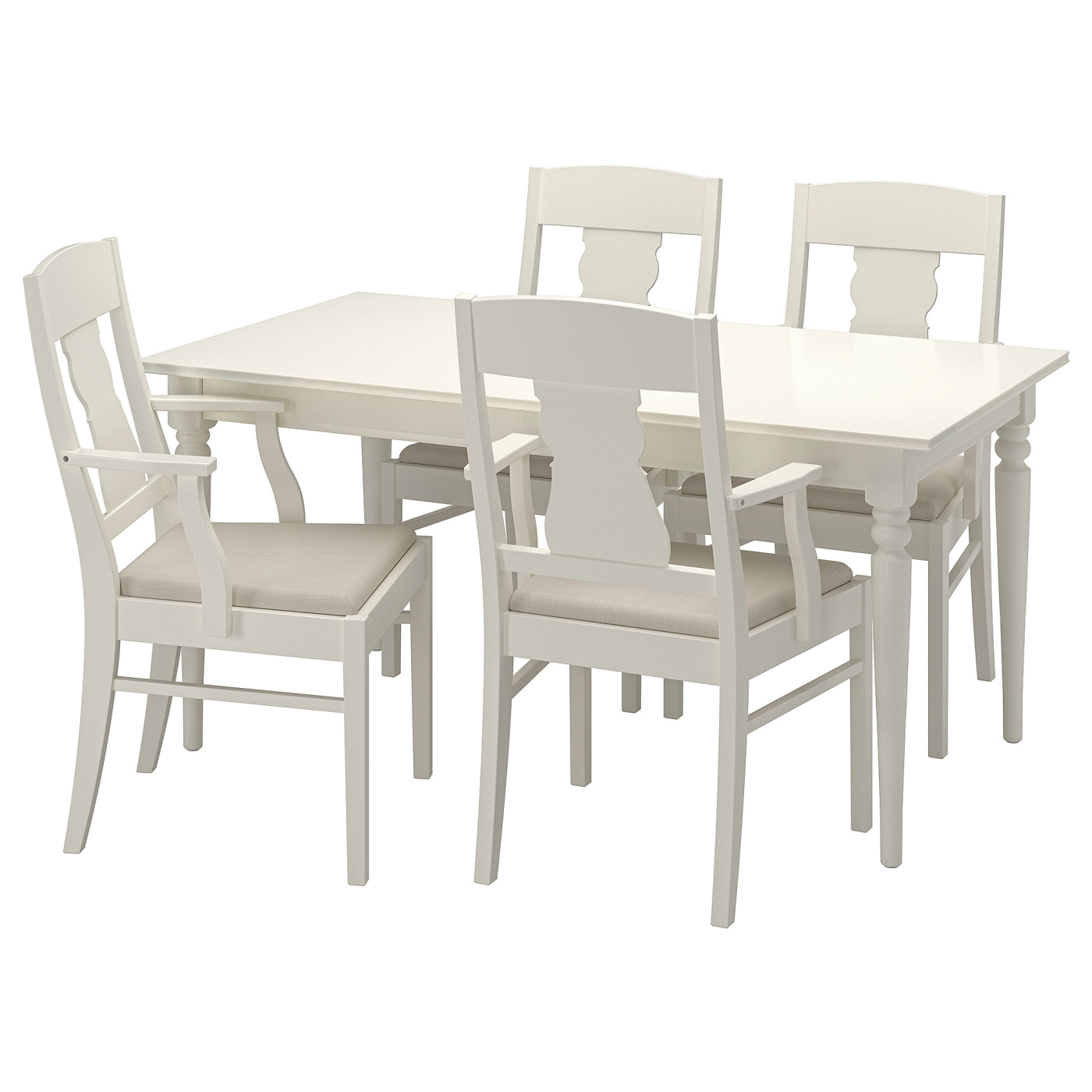 INGATORP / INGATORP table and 4 chairs with armrests white white