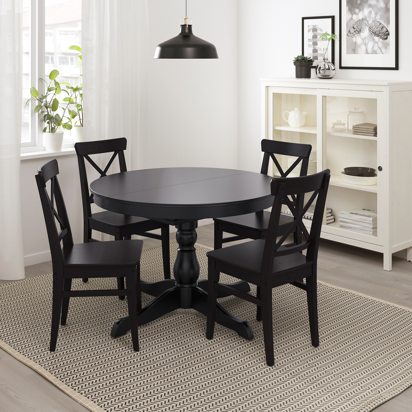 INGATORP / INGOLF table and 4 chairs black/brown-black - IKEA