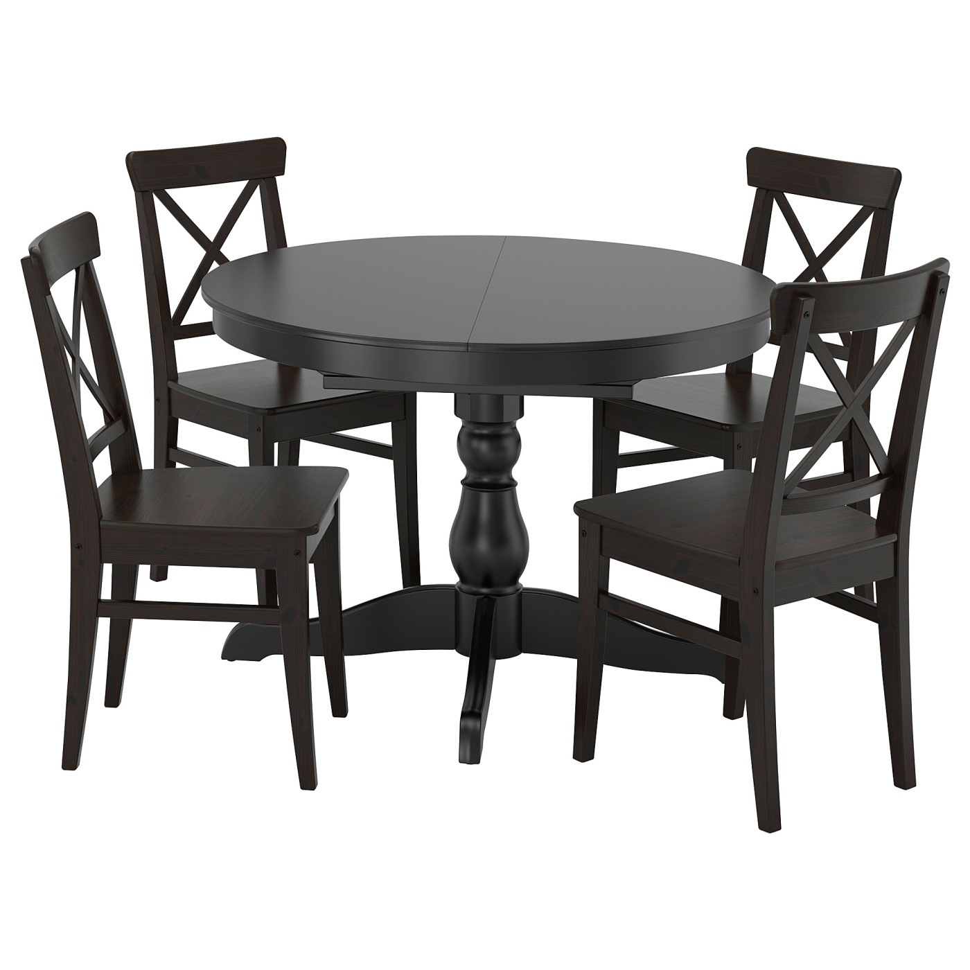 INGATORP / INGOLF table and 4 chairs black/brown-black - IKEA