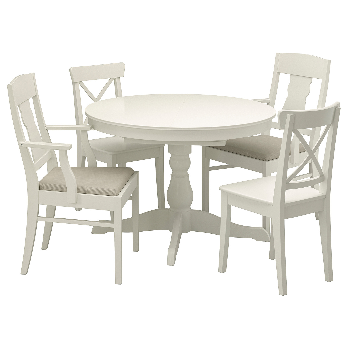 INGATORP / INGOLF table and 4 chairs white/Nordvalla beige - IKEA