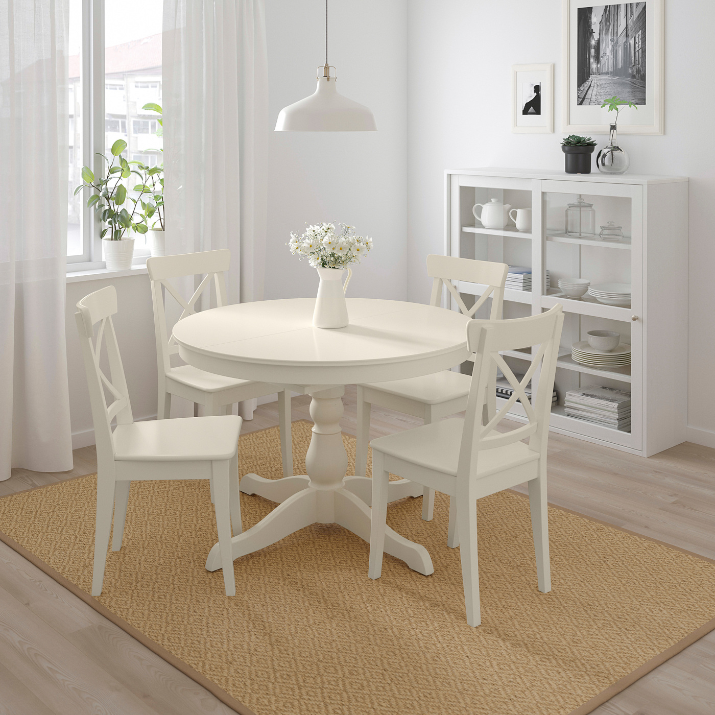 INGATORP / INGOLF table and 4 chairs white/white - IKEA