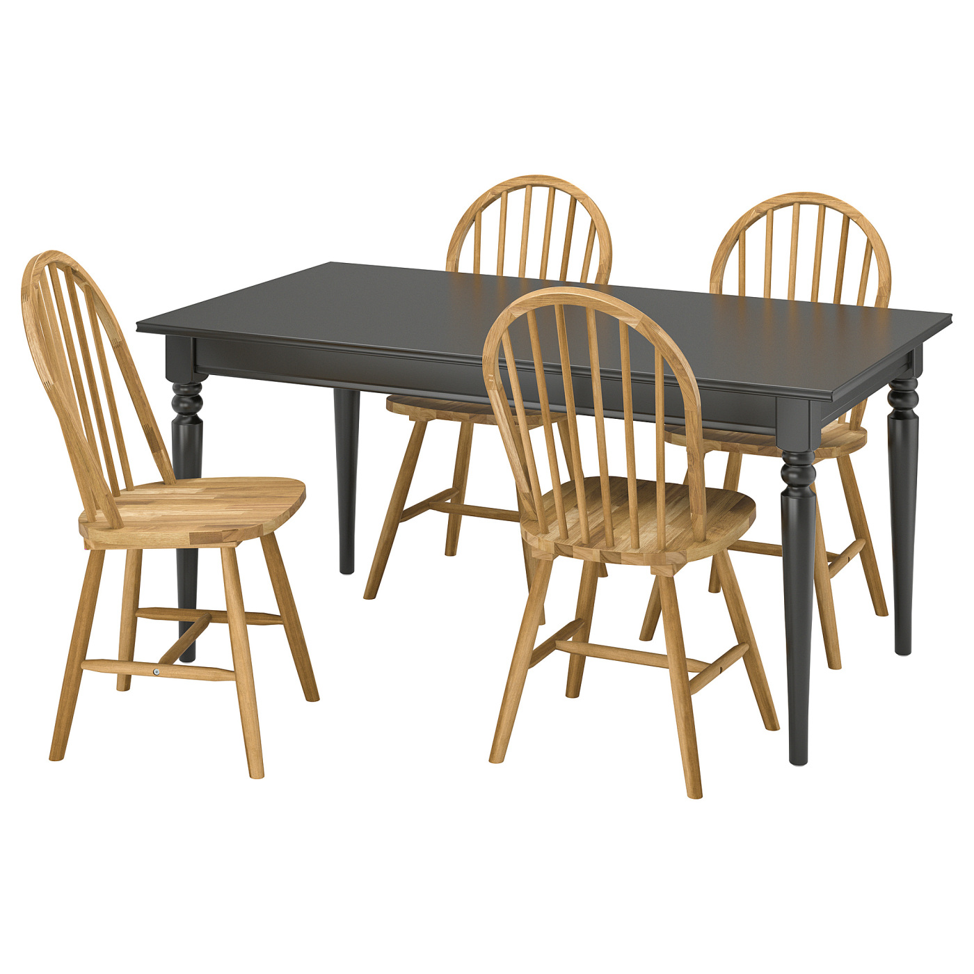 INGATORP / SKOGSTA table and 4 chairs black/acacia - IKEA