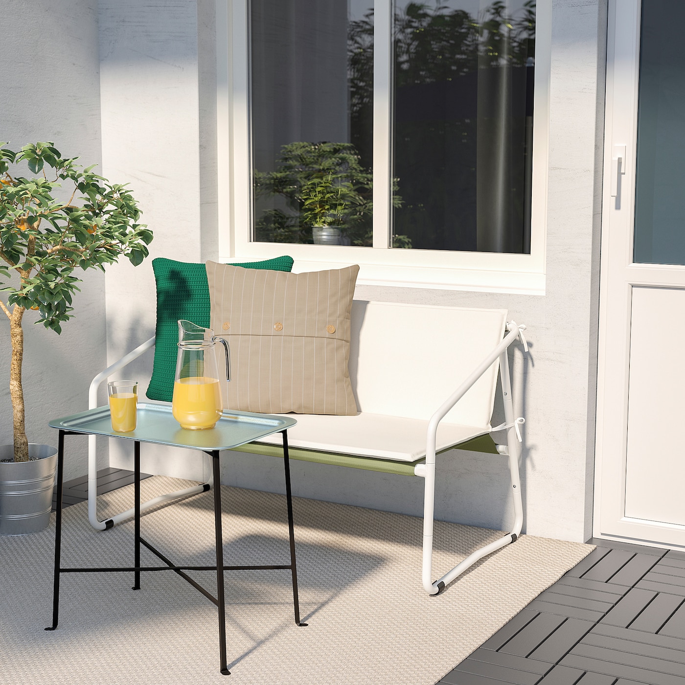 INGMARSÖ 2-seat sofa, in/outdoor white green/beige - IKEA