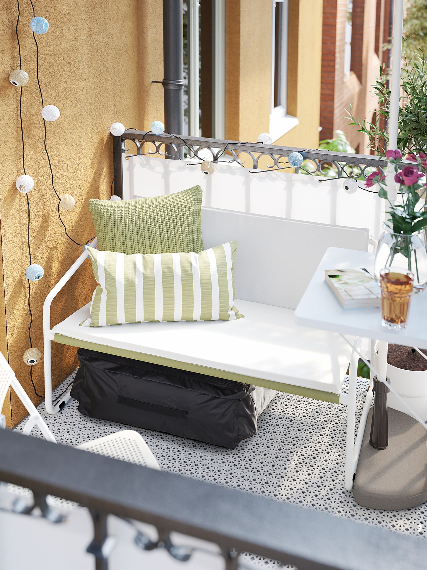 IKEA ベンチ　屋外　ソファ　イングマルソー 二人掛け　INGMARSÖ INGMARSÖ 2-seat sofa, in/outdoor white green/beige - IKEA