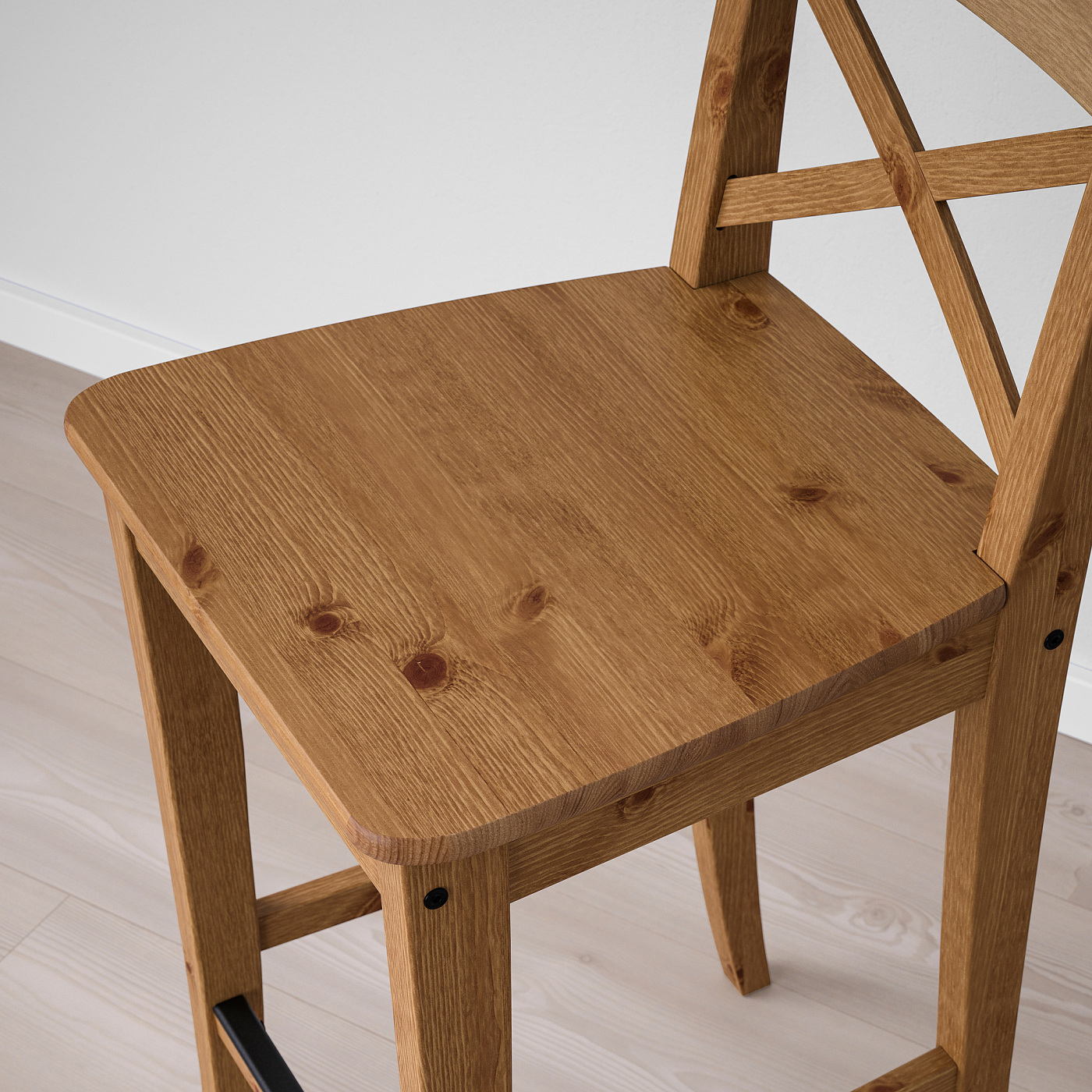INGOLF bar stool with backrest antique stain - IKEA