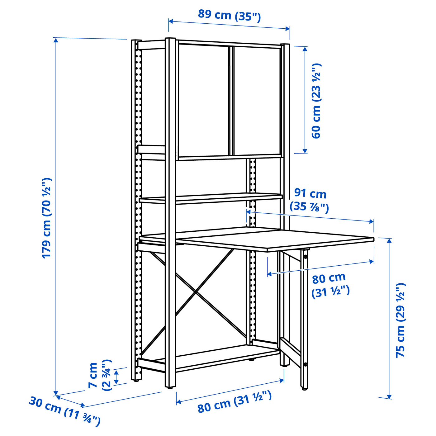 IVAR 1 sec/foldable table/sliding door pine/felt - IKEA