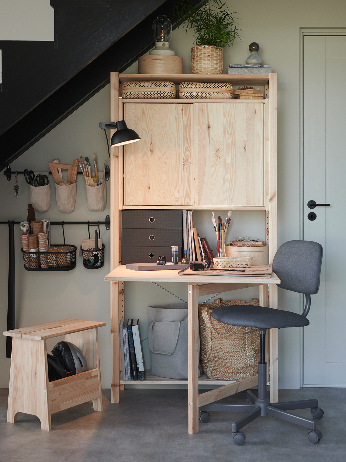 IVAR 1 sec/foldable table/sliding door pine - IKEA