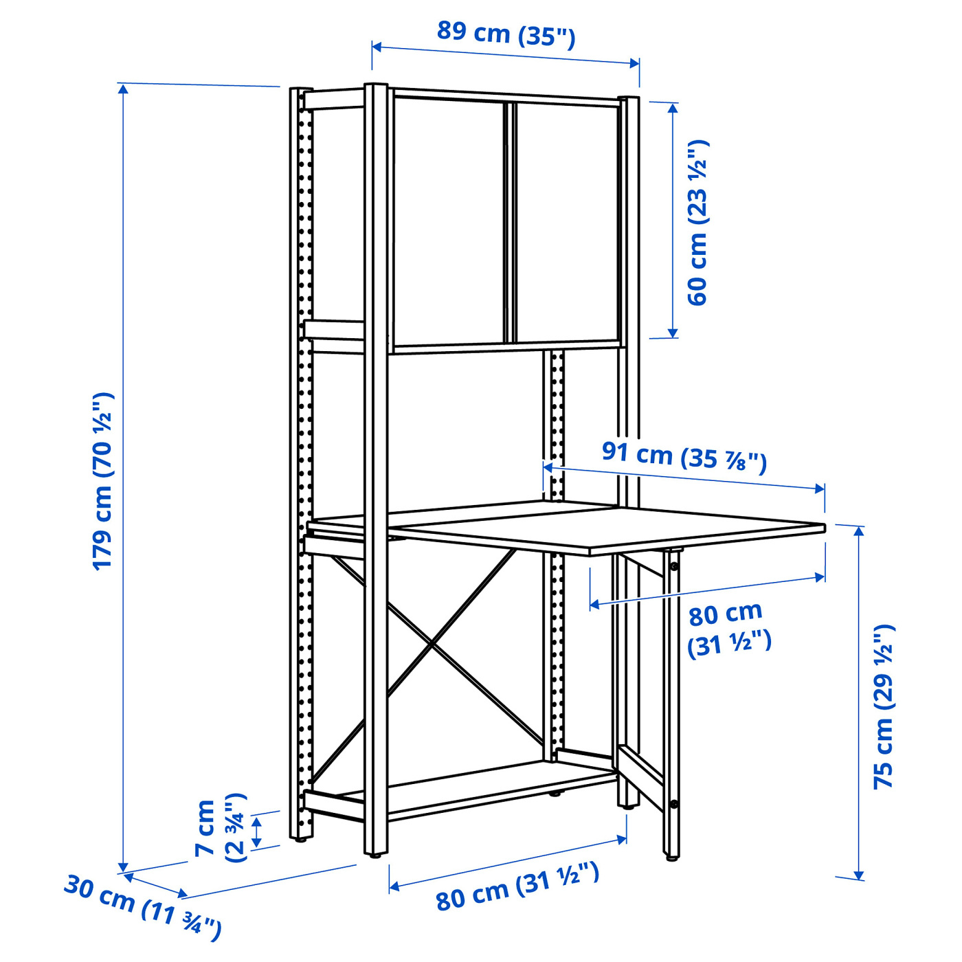 IVAR 1 sec/foldable table/sliding door pine - IKEA