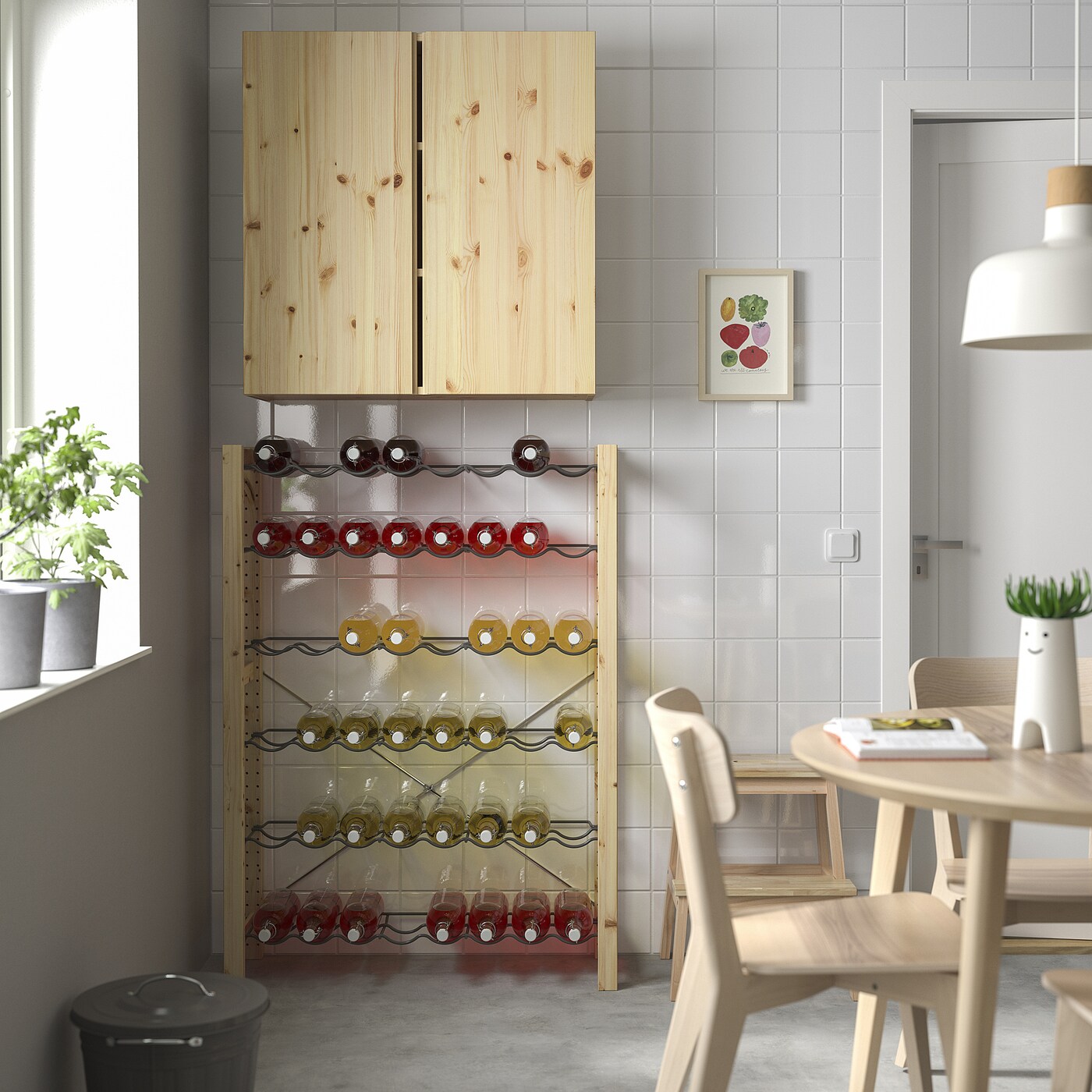 IVAR 1 section/bottle racks pine/grey - IKEA