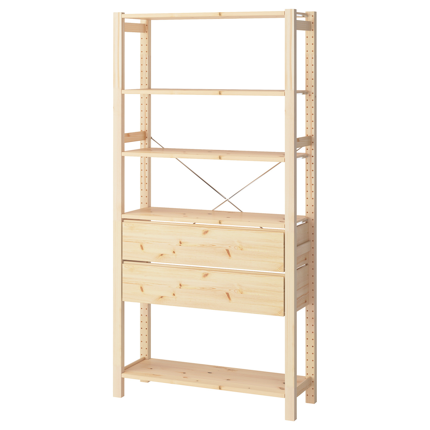 IVAR 1 section pine/with 5 shelves with 2 drawers - IKEA