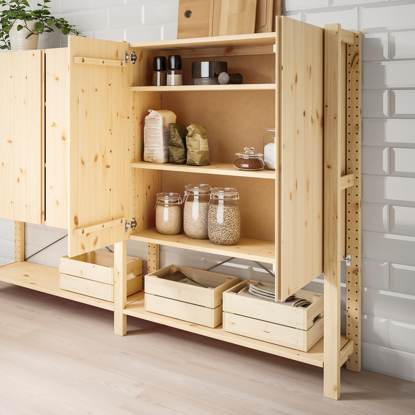 IVAR 2 sections/shelves/cabinet pine - IKEA
