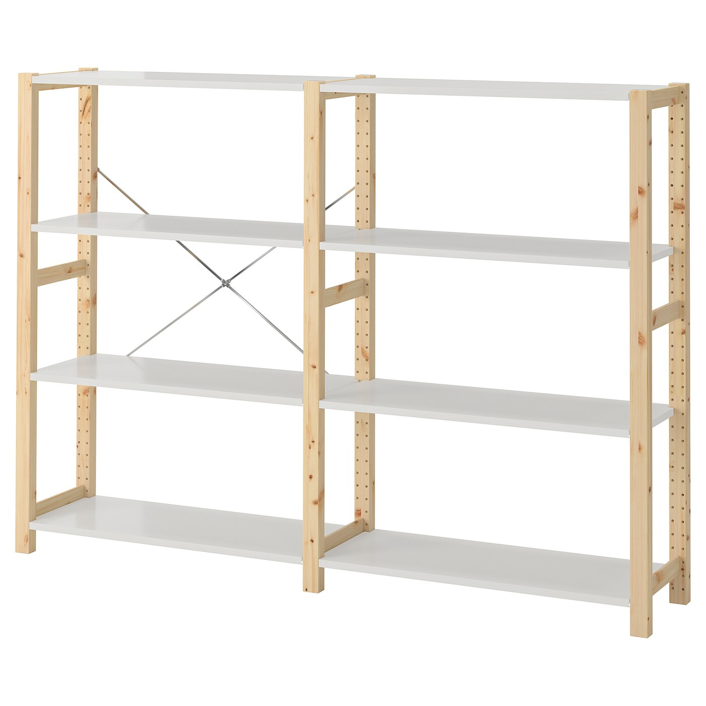 IVAR 2 sections/shelves pine/metal white - IKEA