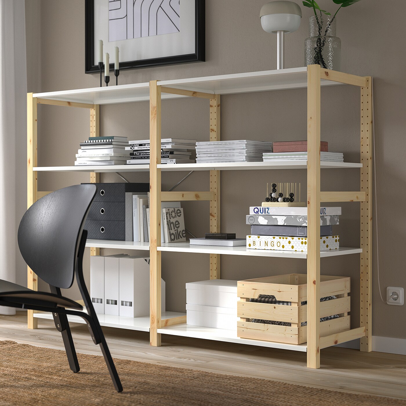 IVAR 2 sections/shelves pine/metal white - IKEA