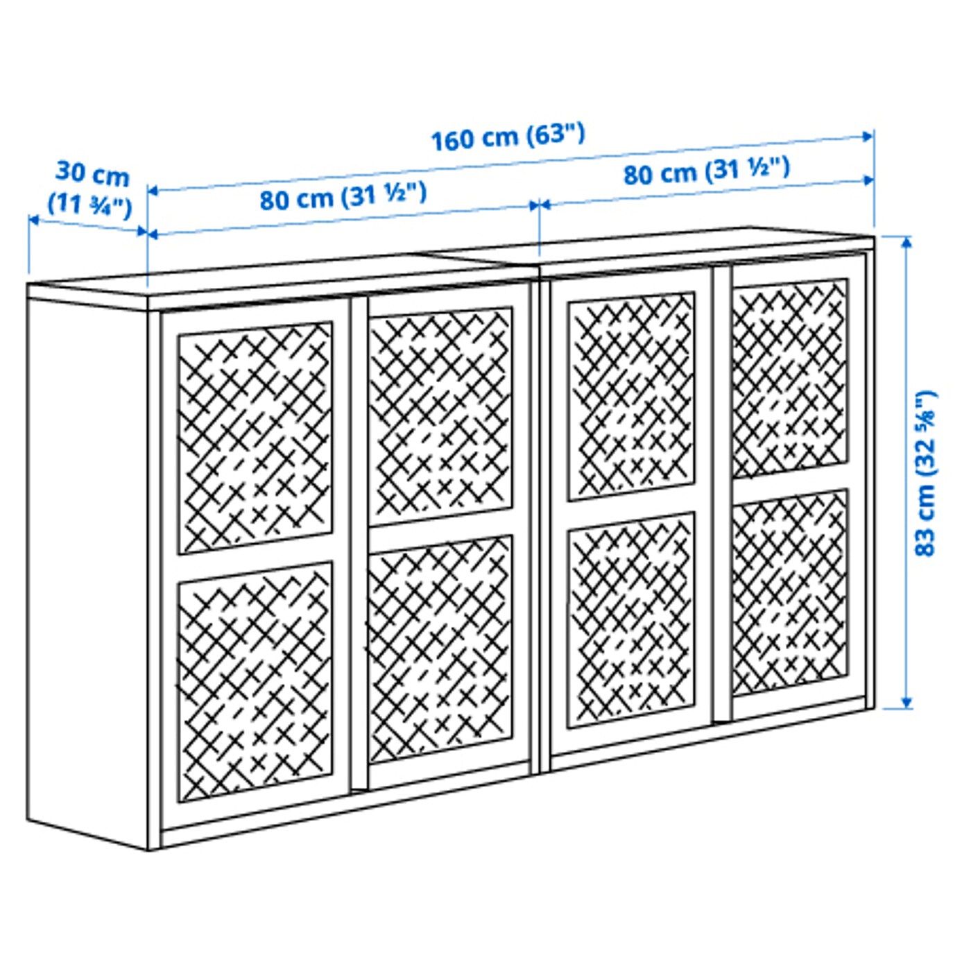IVAR cabinet with doors grey-green mesh - IKEA
