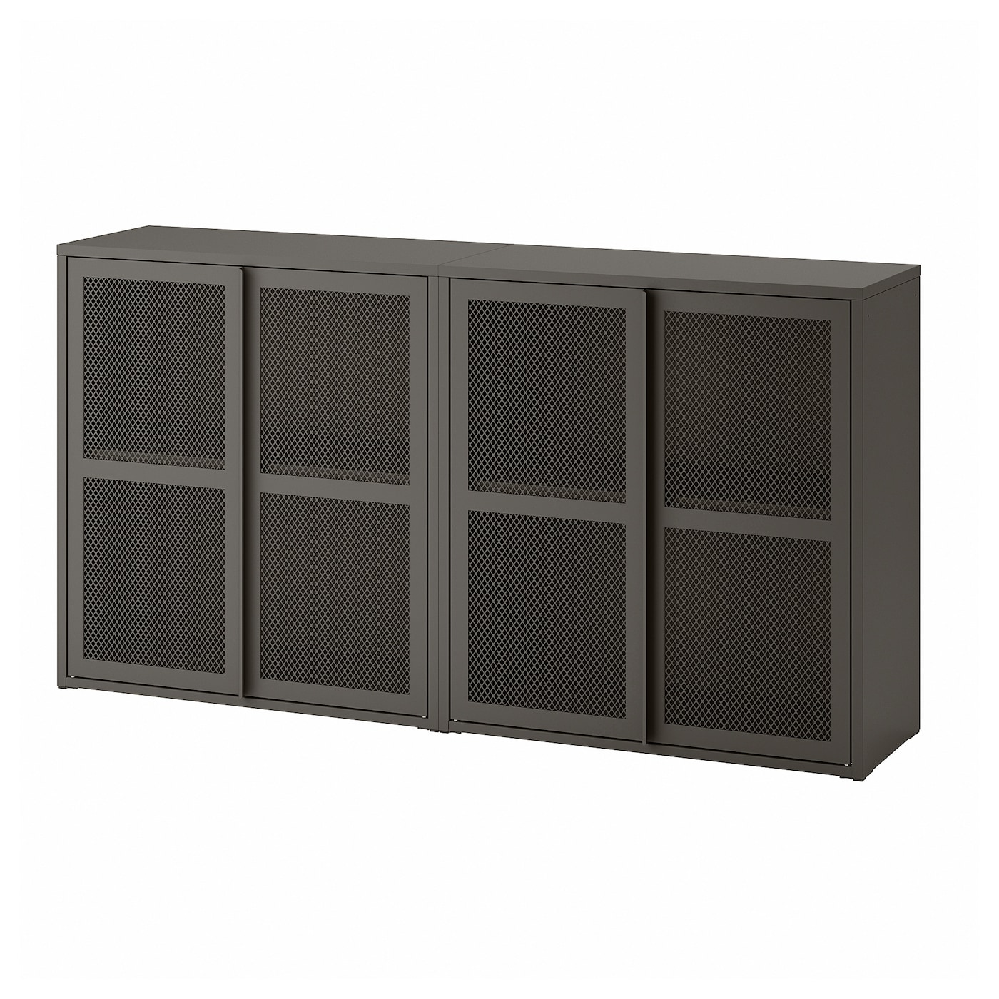 IVAR cabinet with doors grey mesh - IKEA