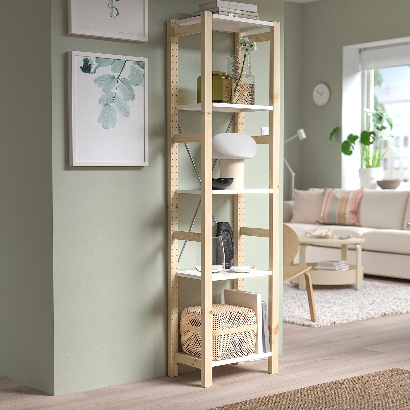 IVAR shelving unit pine/metal white - IKEA