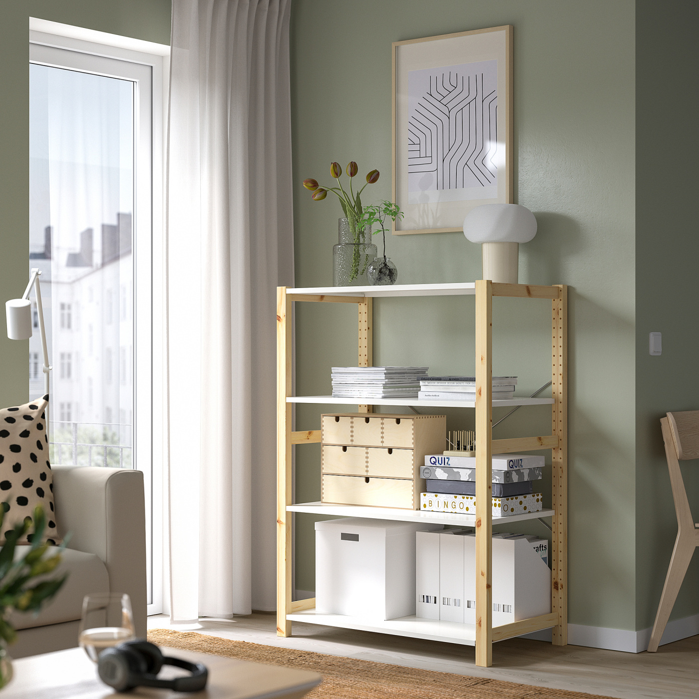 IVAR shelving unit pine/metal white - IKEA