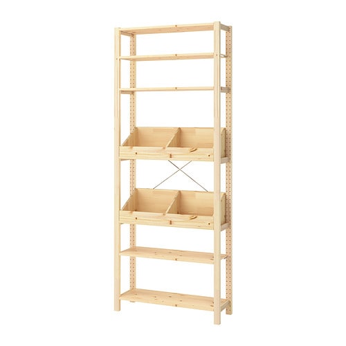 IKEA IVAR 値下げ不可 IVAR box shelf with divider pine - IKEA