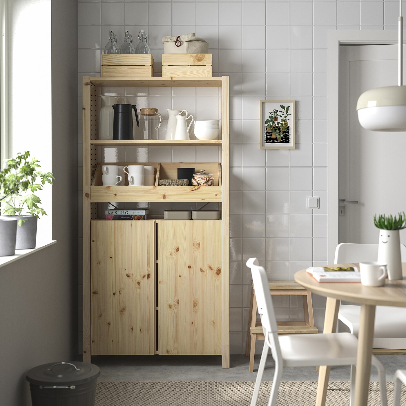 IVAR shelving unit with box shelf/pine - IKEA
