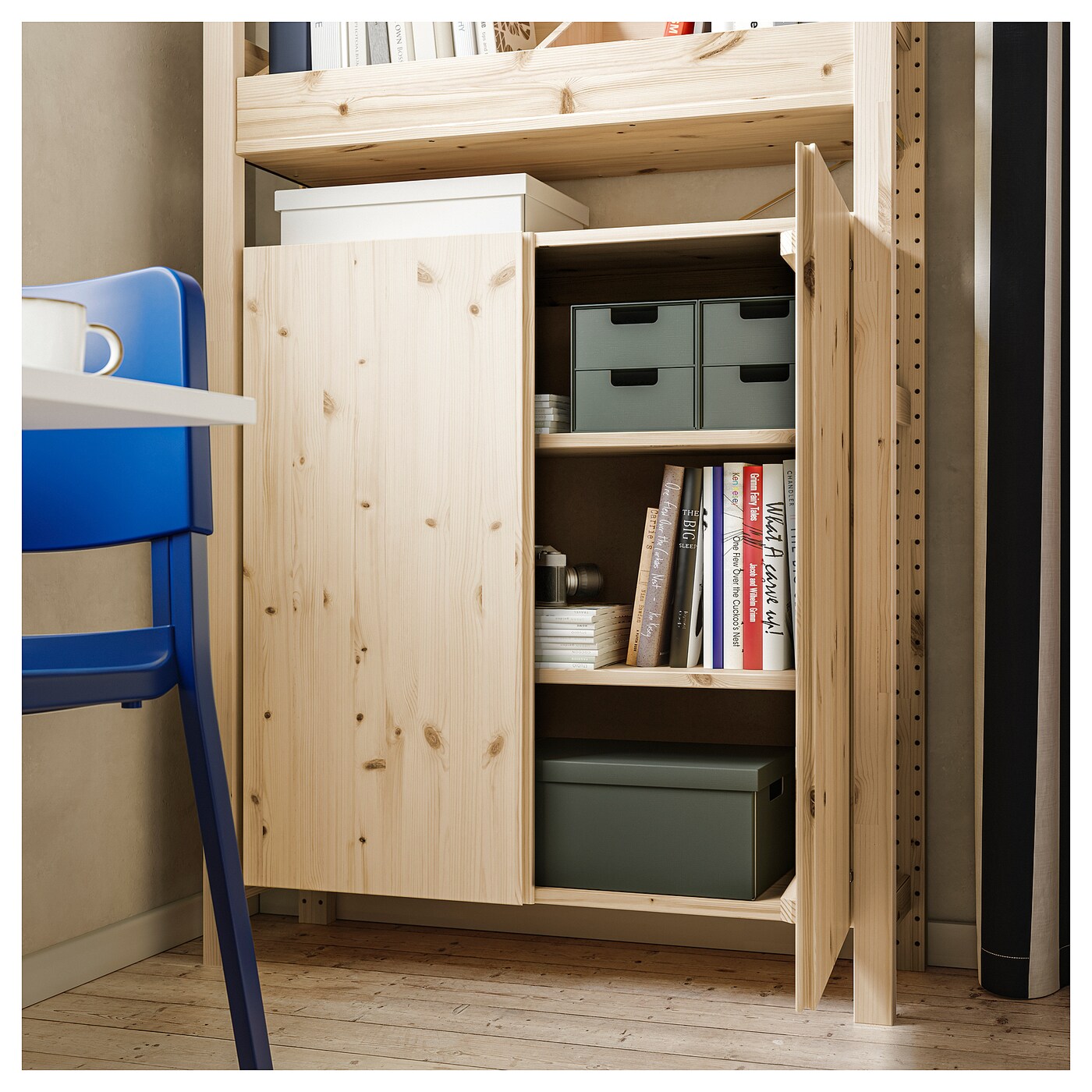 IVAR shelving unit with box shelf/pine - IKEA