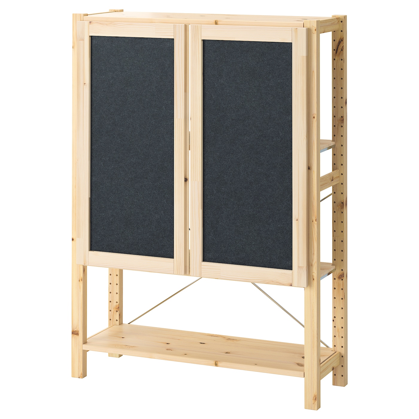 IVAR shelving unit with doors pine/felt - IKEA