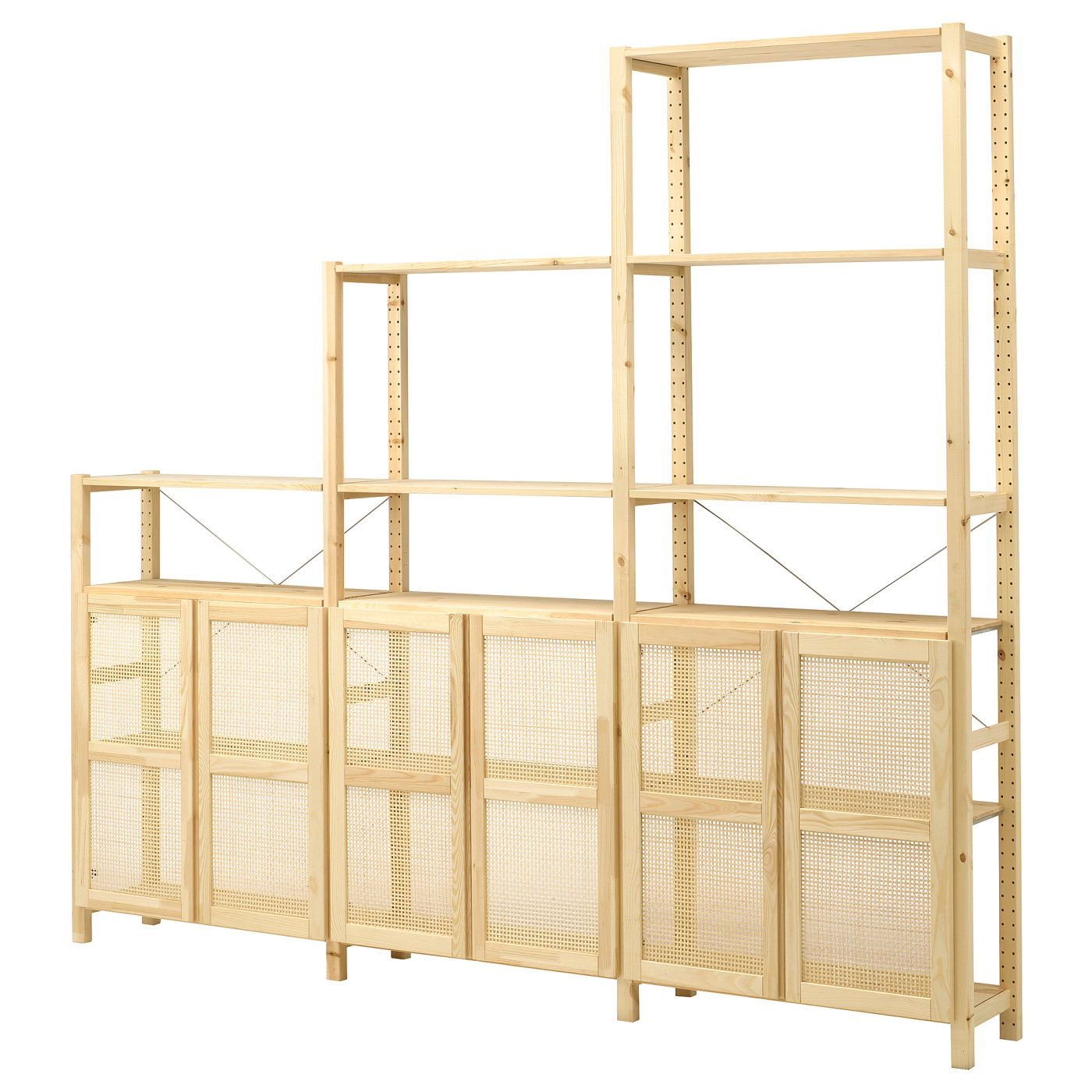 IVAR shelving unit with doors pine - IKEA
