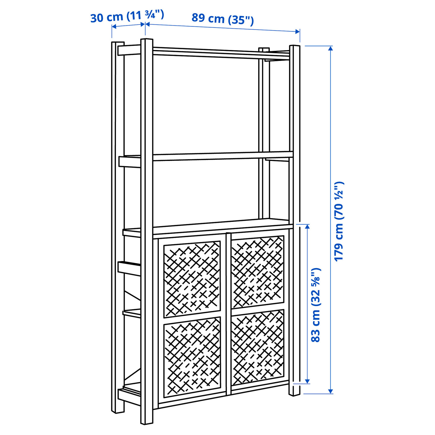 IVAR shelving unit with doors pine - IKEA