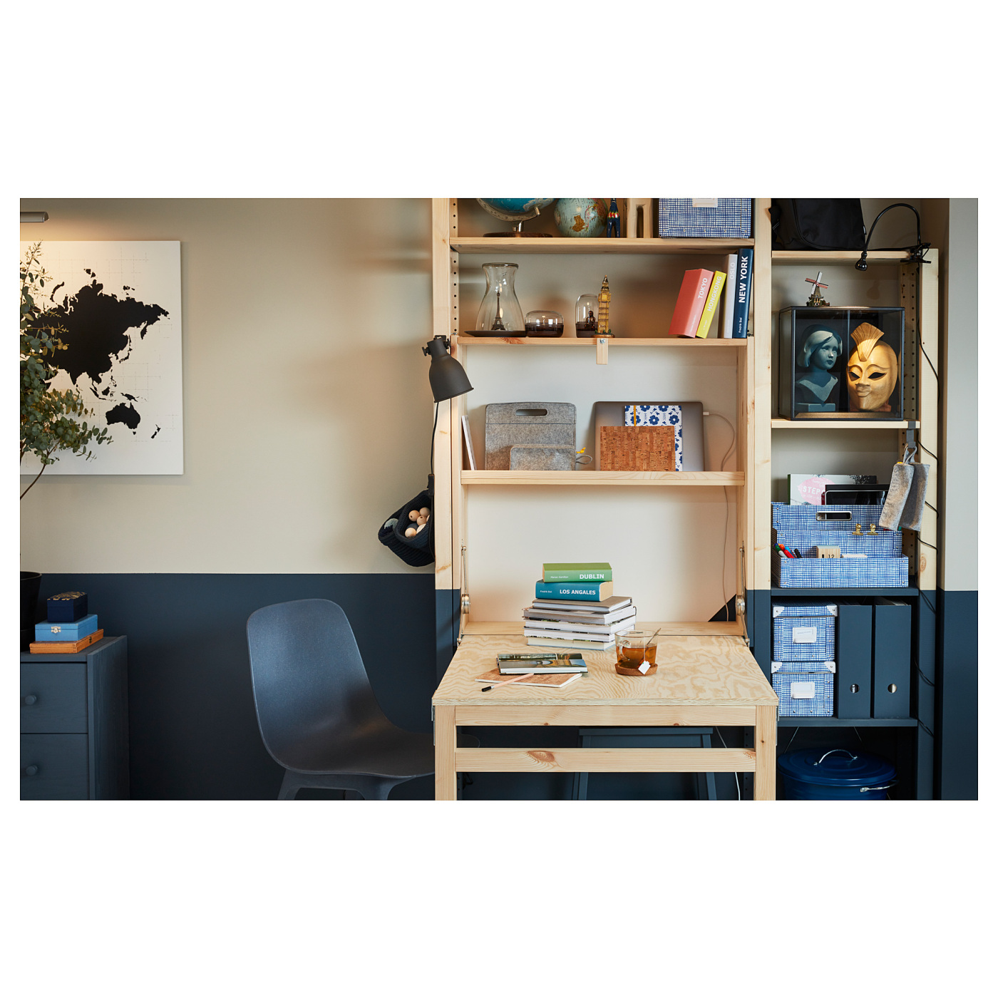 IVAR storage unit with foldable table pine - IKEA