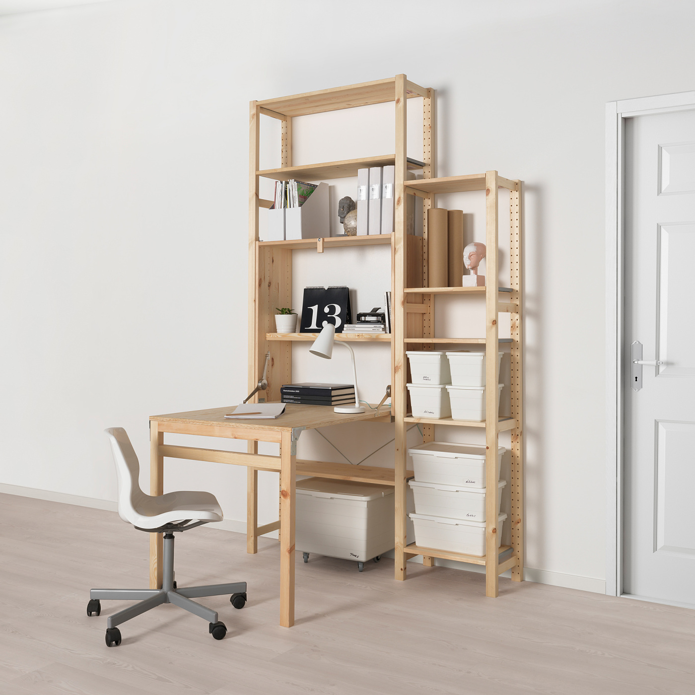 IVAR storage unit with foldable table pine - IKEA