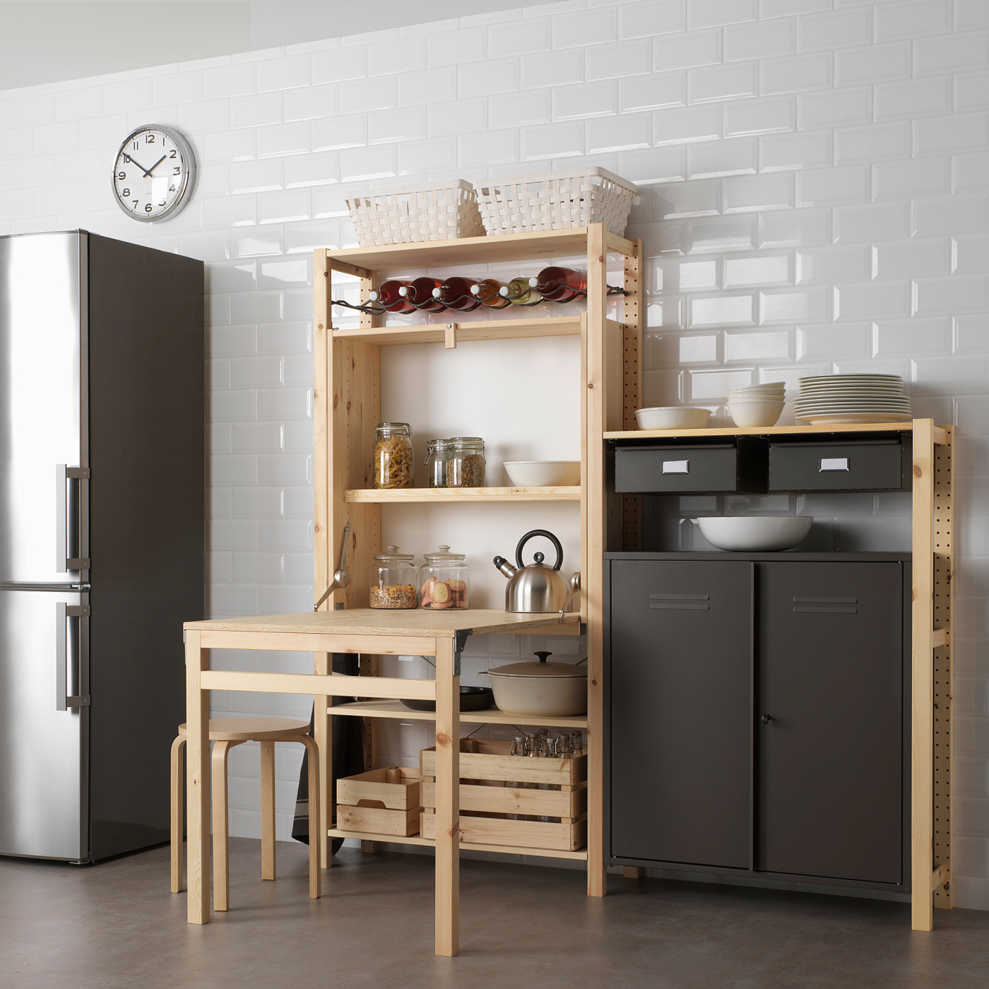 IVAR storage unit with foldable table pine - IKEA