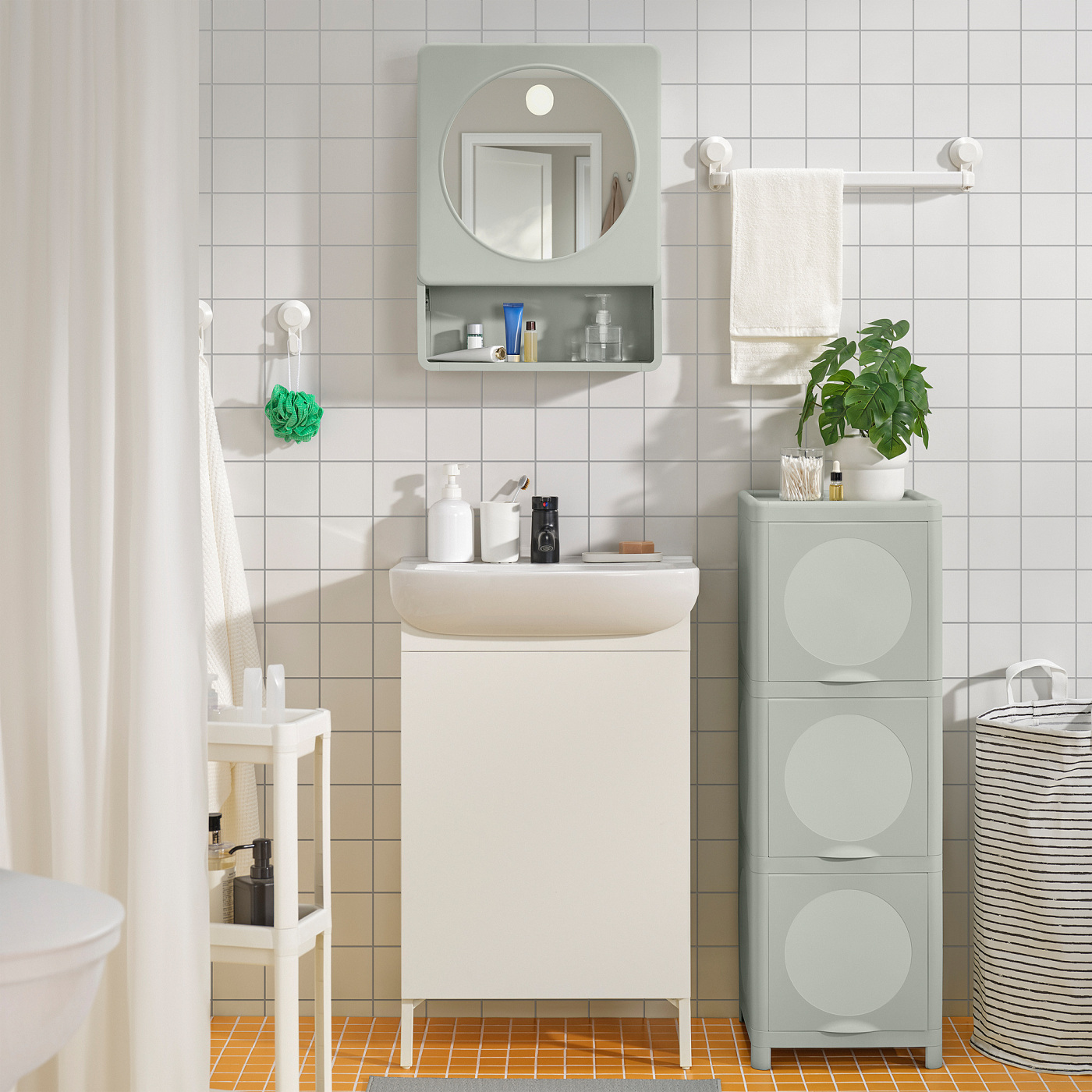 IVÖSJÖN mirror cabinet with 1 door green - IKEA