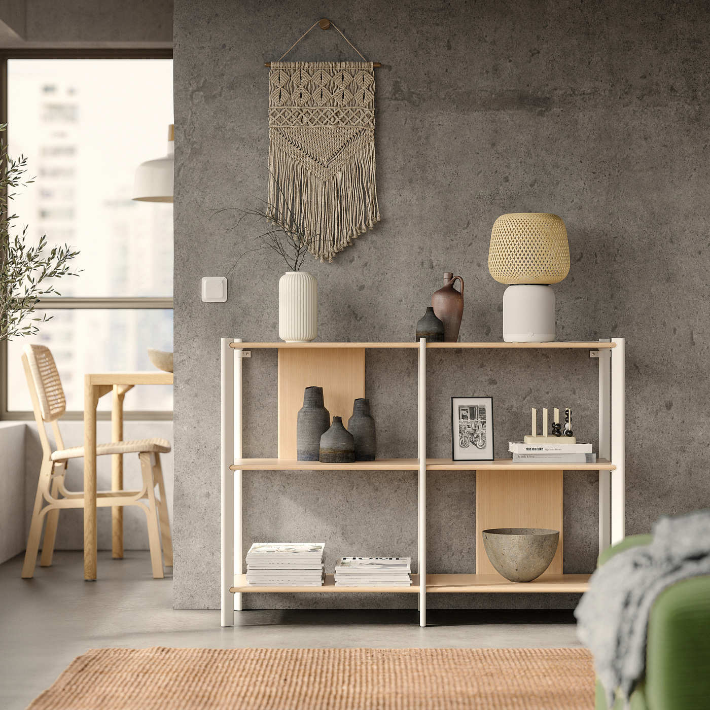JÄTTESTA shelving unit white/light bamboo - IKEA