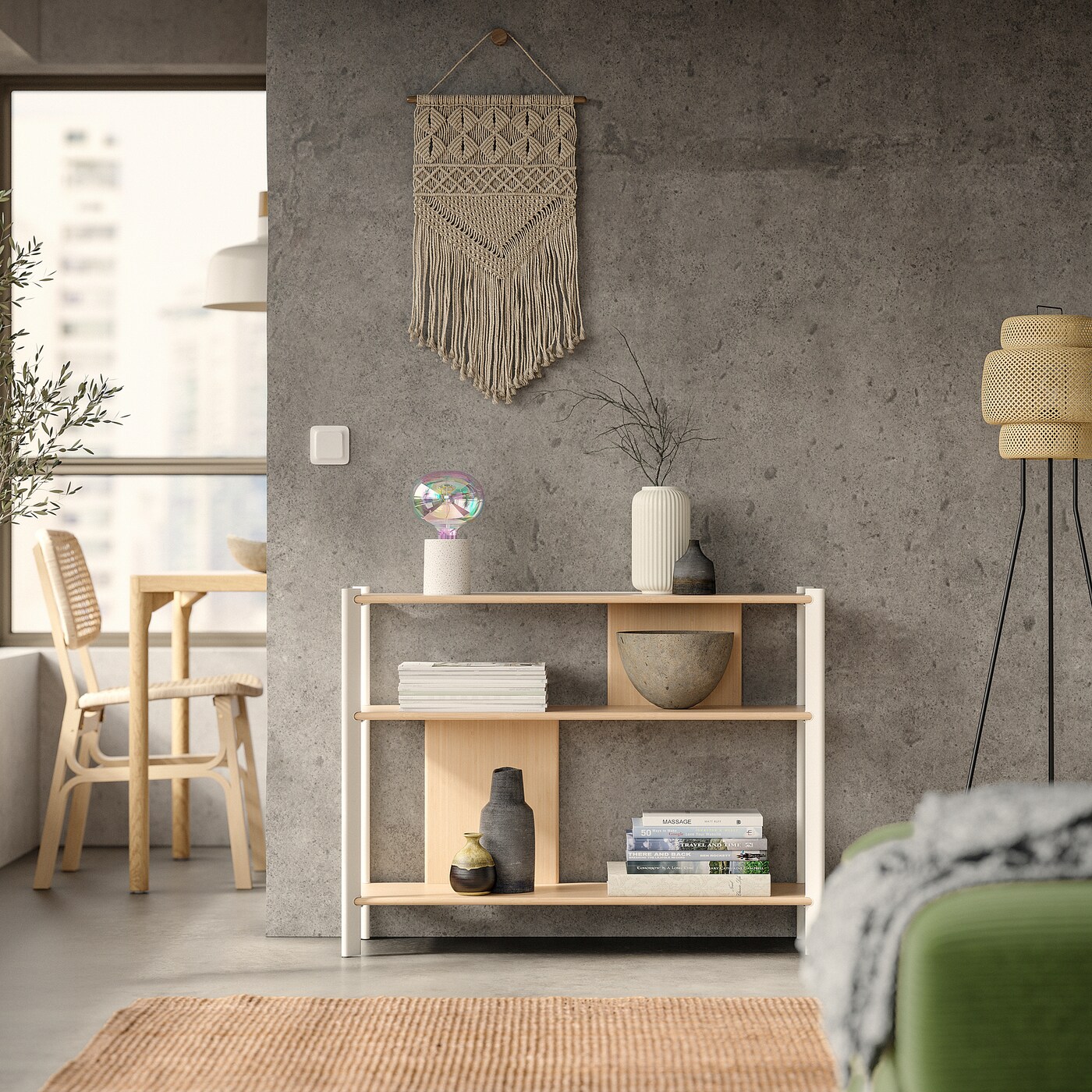 JÄTTESTA side table white/light bamboo - IKEA