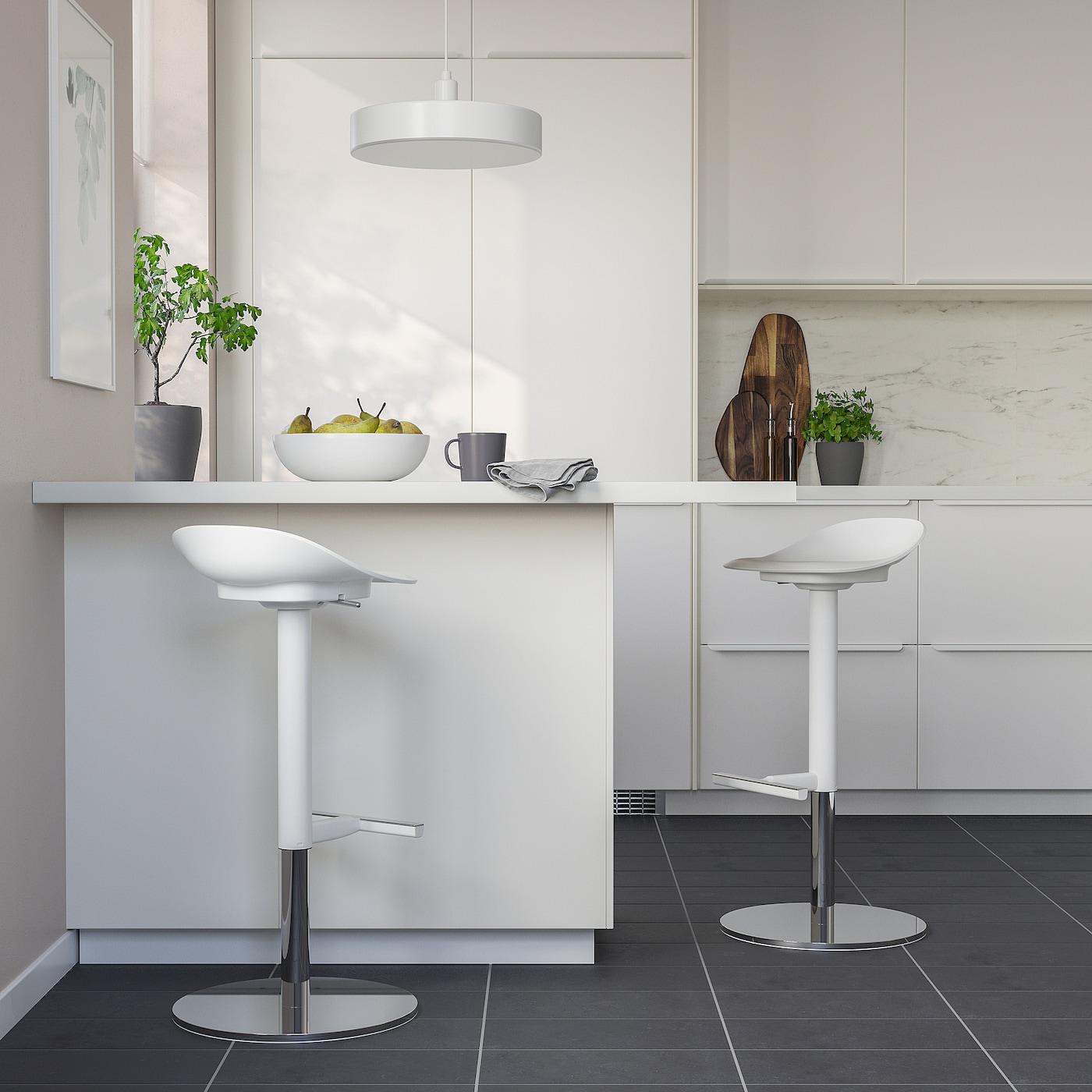 イケアJaningeフットレスト付きカウンターチェア JANINGE bar stool white - IKEA