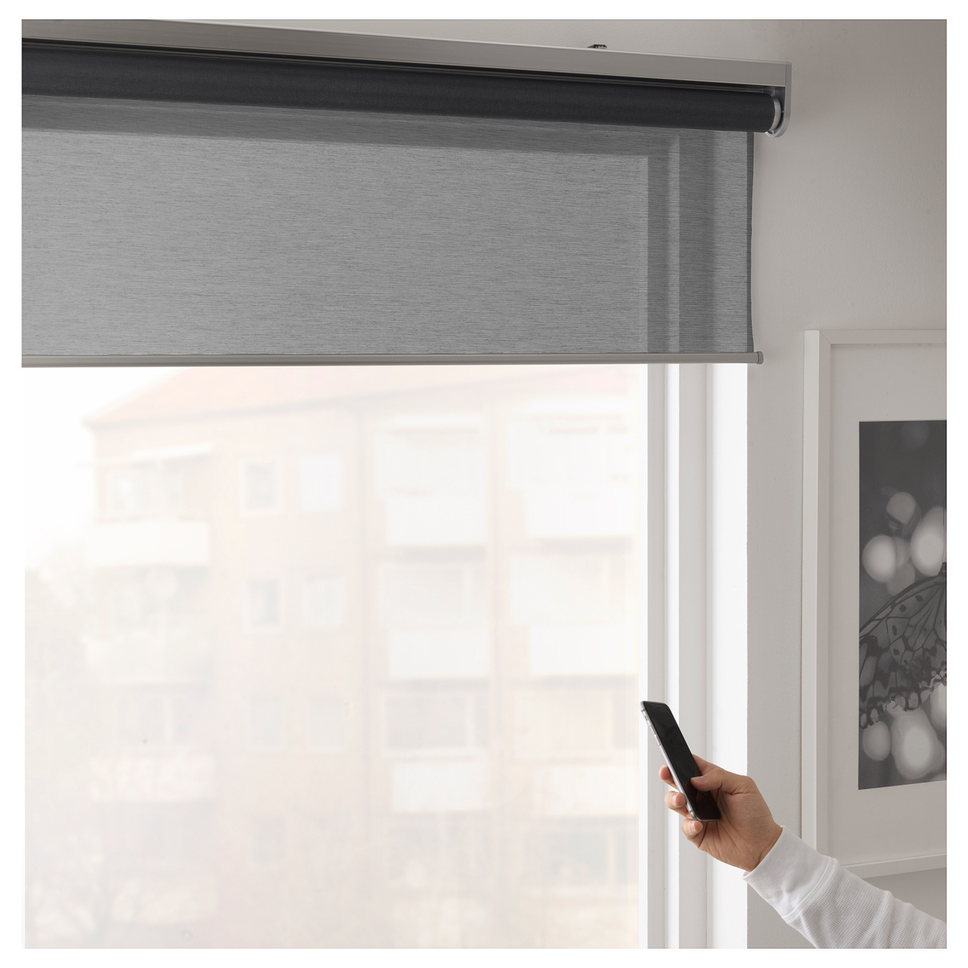KADRILJ roller blind smart wireless/battery-operated grey - IKEA